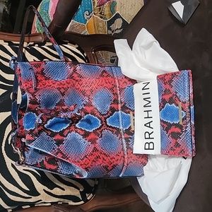 Snakeskin drawstring handbag